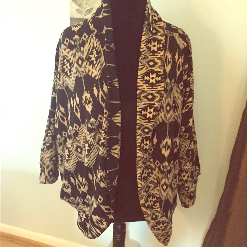 NWT French Laundry Black & Tan Cardigan Blazer 1X